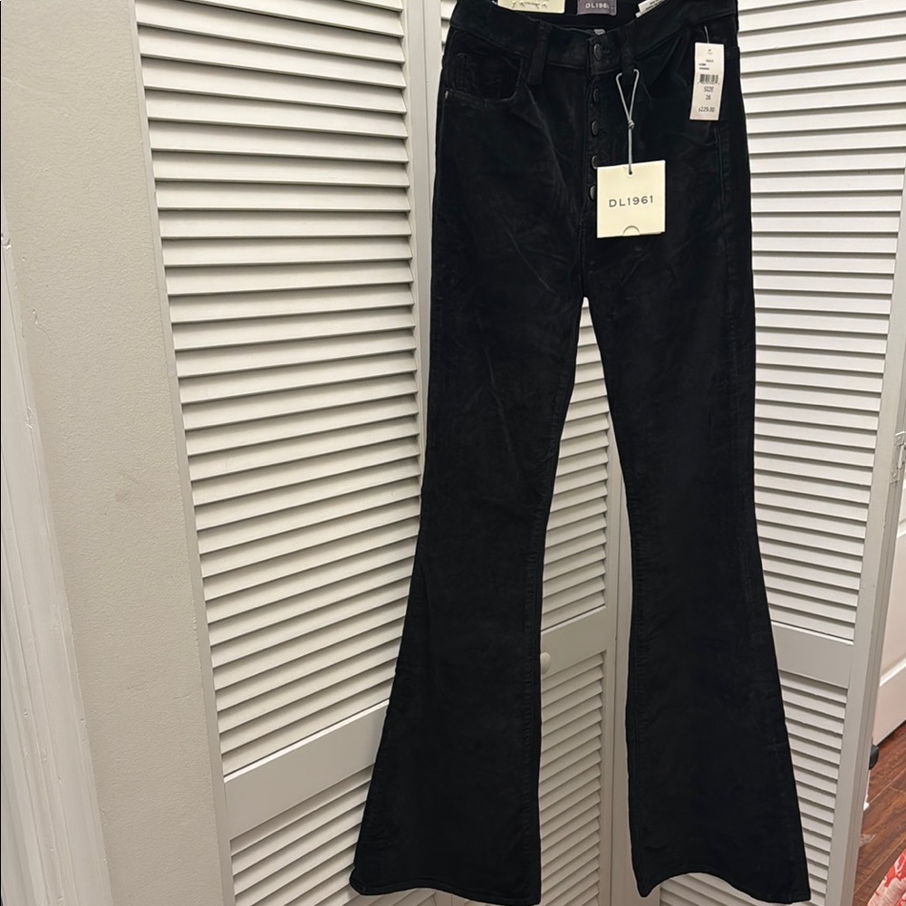 DL1961 Black Velvet Flare Leg Jeans